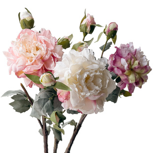 油画牡丹仿真花复古高档欧式焦仿生花艺摆设装饰绢花高级假花客厅