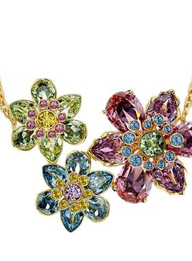 【圣诞礼物】施华洛世奇Idyllia多彩花项链吊坠施家富贵花