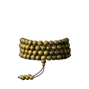 天然老绿檀木沉香手串108颗菩提文玩红玛瑙木质静心盘玩男女手链