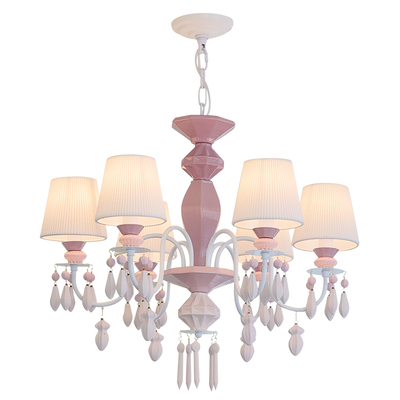 粉色奶油风全光谱护眼陶瓷吊灯