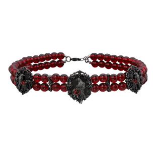 原创乌鸦双层项链暗黑风浮雕红色串珠颈链小众设计辣妹chocker