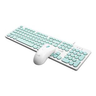 复古朋克有线键盘家用台式机电脑笔记本女生可爱打字键盘鼠标套装