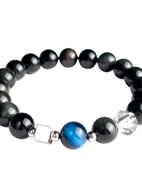 黑曜石情侣手链天然手串送男友