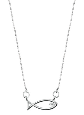 镂空几何小鱼吊坠锁骨链百搭