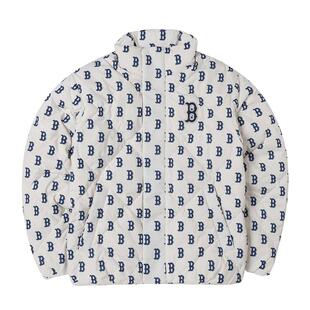 MLB官方羽绒服男女款2025秋季户外防风保暖米白色羽绒衣运动外套