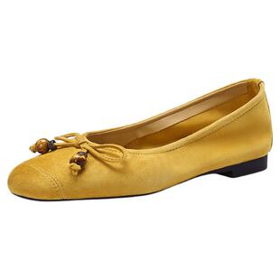 星期六红色单鞋女新款法式复古绒面平底鞋芭蕾舞鞋玛丽珍女鞋