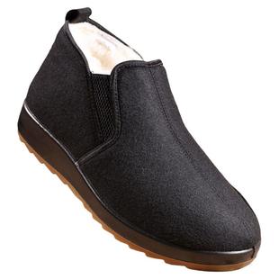 老美华羊毛加绒保暖高帮雪地鞋老北京布鞋男加绒加厚千层底短棉靴