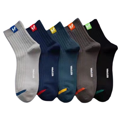 袜子男士袜子防臭吸汗透气中筒运动袜秋冬加厚款商务四