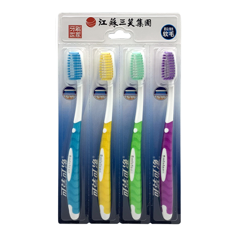 可洁可净K392牙刷软毛成人物理磨尖牙刷家庭4支装家用手动清洁