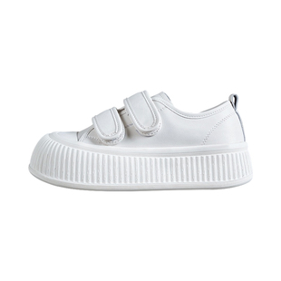 魔术贴小白鞋女夏季配裙子2026新款爆款真皮厚底百搭可爱大头鞋子