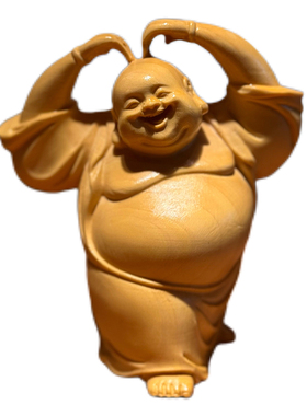 爱心弥勒佛高端木雕茶空间摆件