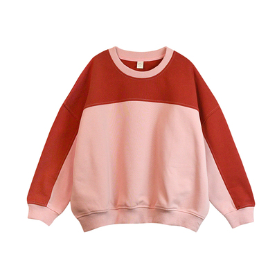 冬男女宽松拼色薄绒黄色卫衣