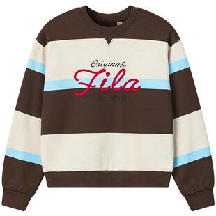 FILA 斐乐官方女子套头卫衣2026春季新款舒适宽条纹拼色针织上衣