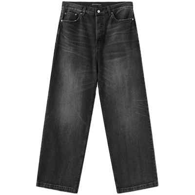 存世阔腿刺绣baggy牛仔裤