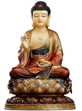 纯铜太古彩三宝佛药师佛佛像摆件