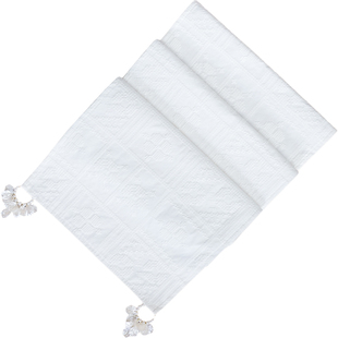 Miss Peony白色防水桌旗餐桌垫美法式高级布艺刺绣电视柜茶几盖布