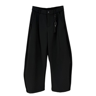 潮牌冬季加绒直筒休闲裤男韩版纯色宽松垂感帅气保暖阔腿弯刀西裤