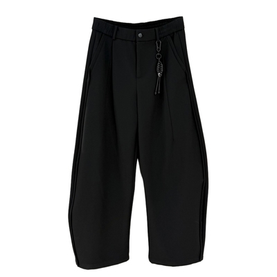 潮牌冬季加绒直筒休闲裤男韩版纯色宽松垂感帅气保暖阔腿弯刀西裤