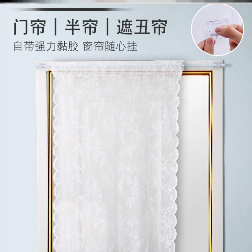 免打孔夹杆贴窗帘杆家用衣柜不锈钢杆伸缩杆粘贴式门帘固定托架