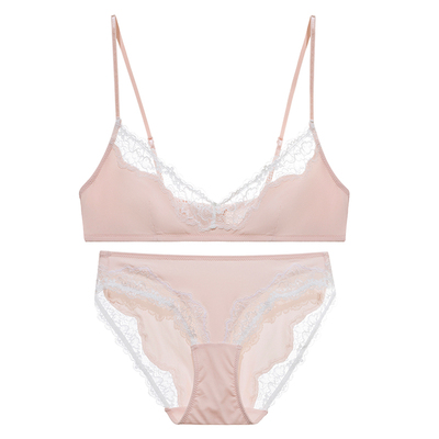 弗利少女法式蕾丝内衣无胸垫