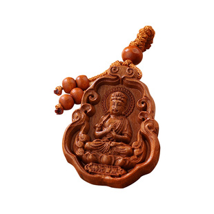 天然桃木本命佛十二生肖守护神普贤菩萨护身符挂件男女汽车钥匙扣