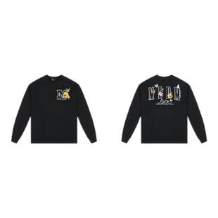 MEDM25SS蝴蝶花园刺绣长袖T恤衫男女款宽松春秋装体恤打底上衣服