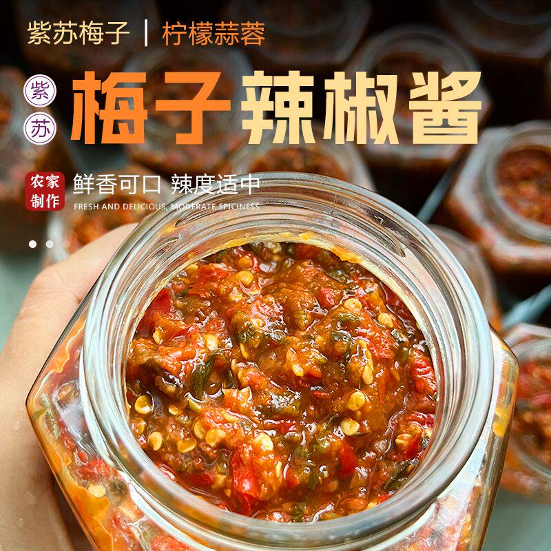 广西横县手工制作紫苏梅子柠檬蒜蓉辣椒酱包邮拌面下饭酸辣味无油