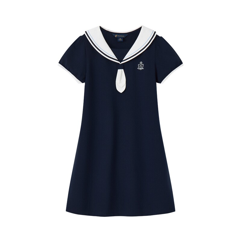 POLOWALK女童短袖连衣裙学院风