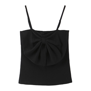 希同儿大码女装胖mm春季宽松显瘦纯棉蝴蝶结背心外穿内搭洋气吊带