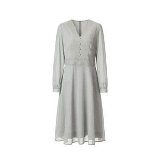 VGRASS女装连衣裙夏季新款定位蕾丝法式收腰气质灯笼袖长袖连身裙