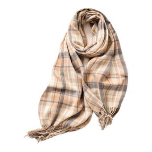 德清女士围巾冬季格子仿羊绒围巾披肩欧美街头印花围脖中长款