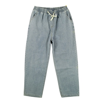 牛仔裤男美式慵懒风阔腿裤松紧腰复古宽松直筒T450/98581*01