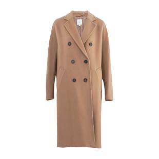 HONRN/红人双排扣中长款山羊绒羊毛呢子大衣外套女秋冬HI55OD860