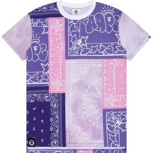 Aape旗舰店女装春夏多色拼色印花短袖长款上衣0957XXI