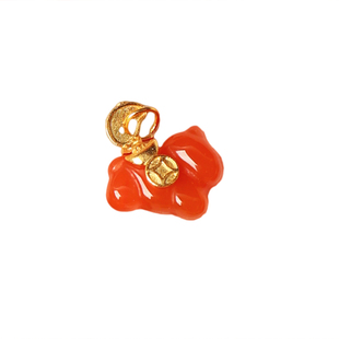 天然南红玛瑙雕刻小马唐马纯银古法金镶嵌吊坠配件手链DIY配饰