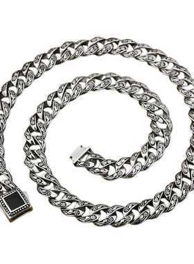 316L不锈钢玫瑰花项链男士个性胸链复古朋克风机车族配饰节日礼物