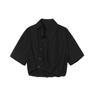 【淘宝专享】JNBY/江南布衣春夏POLO衫女短款纯色休闲宽松T恤衬衫