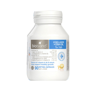 澳洲bio island婴幼儿儿童深海鱼油鳕鱼油鱼肝油胶囊宝宝鱼油90粒