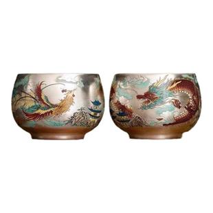 周鸿杰龙凤对杯银杯999纯银正品银茶杯纯银茶杯主人杯个人专用盏