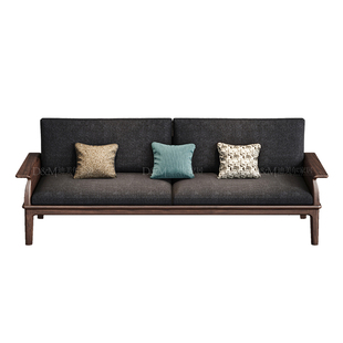 乌金木全实木沙发客厅家用冬夏两用现代新中式黑胡桃木色高端家具