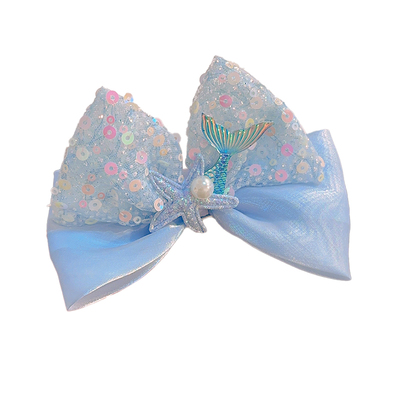 儿童蝴蝶结发夹女童人鱼发卡立体小女孩可爱头饰公主宝宝亮片发饰