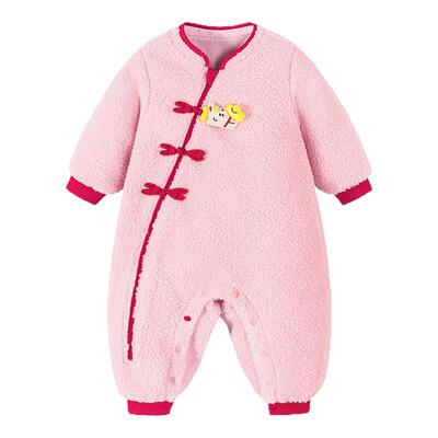 迷你巴拉婴儿新年毛绒连体衣保暖