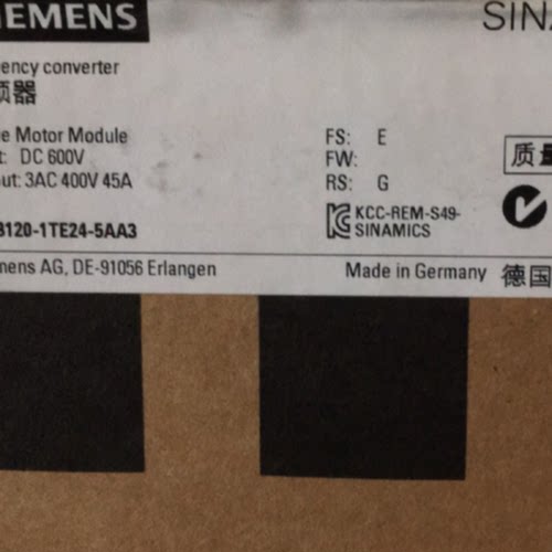 议价6SL3120-1TE24-5AA3西门子S120单电机模块6SL31201TE245AA3