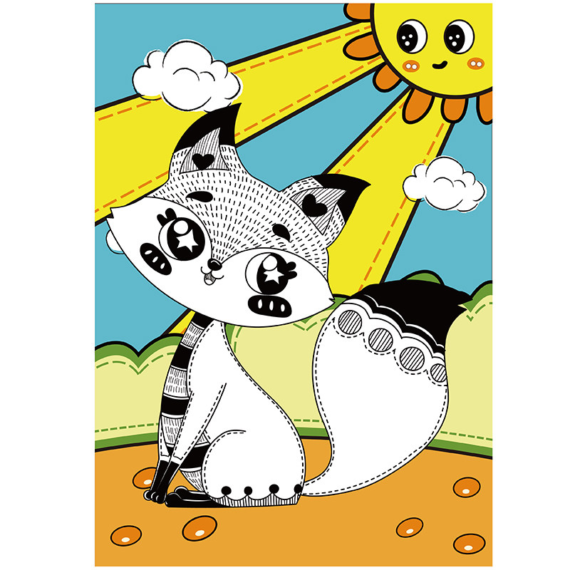 彩色线描临摹元素少儿创意卡片