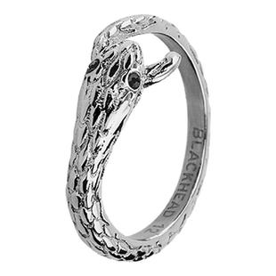 BLACKHEAD/黑头蛇形指环朋克男士水钻尾戒欧美钛钢女生戒指情侣潮