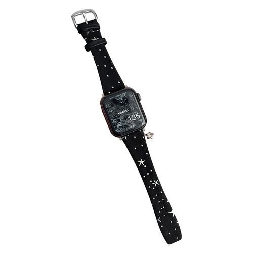 KASO新款细款波点牛仔布皮革iwatch手表带s11适用applewatch女款ultra苹果s9表带小众腕带s10高级感se复古