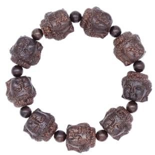 沉香皮黑木雕刻佛主头黑檀木佛珠手串手链念珠档位珠男款文玩饰品