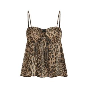 CIDER方领豹纹印花蝴蝶结辣妹吊带背心上衣114521512