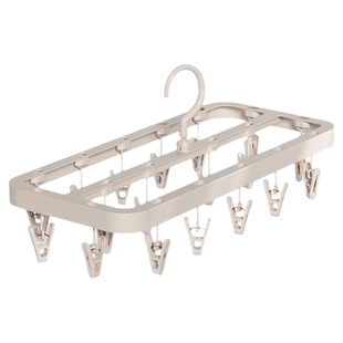 洁丽雅可折叠晾晒架带夹子晾衣架家用宿舍夹袜子神器晒内衣裤架子