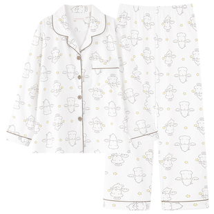 秋冬德绒白色ganadi小狗睡衣女冬季长袖薄绒卡通李灿荣同款家居服